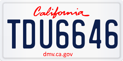 CA license plate TDU6646