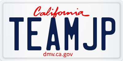 CA license plate TEAMJP