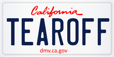 CA license plate TEAROFF