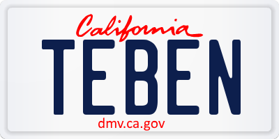 CA license plate TEBEN