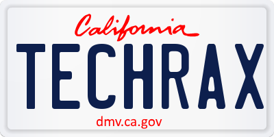 CA license plate TECHRAX