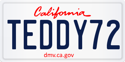 CA license plate TEDDY72