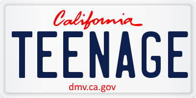 CA license plate TEENAGE