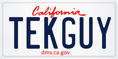 CA license plate TEKGUY