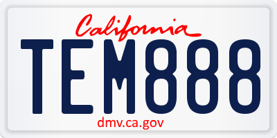 CA license plate TEM888