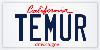 CA license plate TEMUR