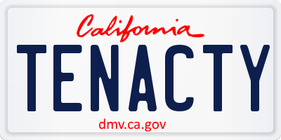 CA license plate TENACTY