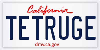 CA license plate TETRUGE