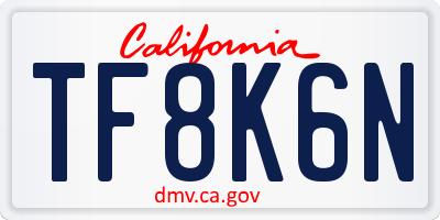 CA license plate TF8K6N