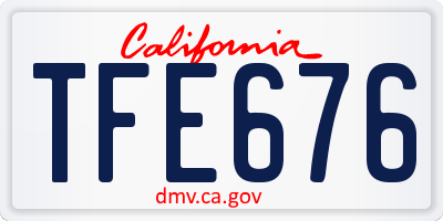 CA license plate TFE676