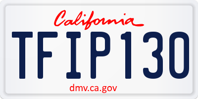 CA license plate TFIP130