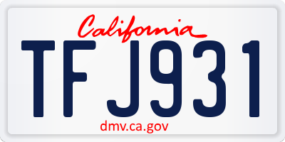 CA license plate TFJ931