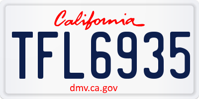 CA license plate TFL6935