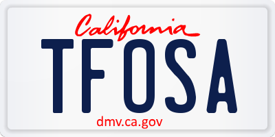 CA license plate TFOSA