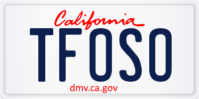 CA license plate TFOSO