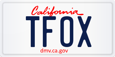 CA license plate TFOX