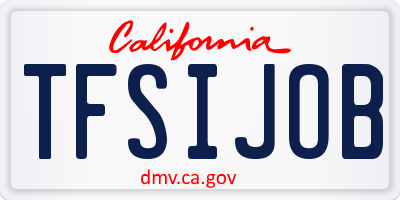 CA license plate TFSIJOB