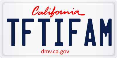 CA license plate TFTIFAM