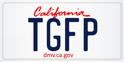 CA license plate TGFP