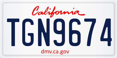 CA license plate TGN9674