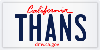 CA license plate THANS