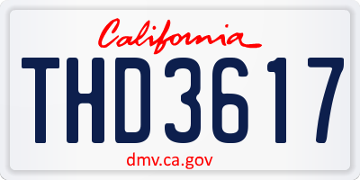 CA license plate THD3617