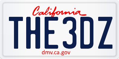 CA license plate THE3DZ