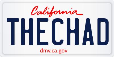 CA license plate THECHAD
