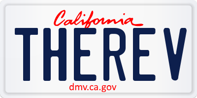 CA license plate THEREV