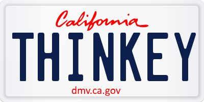 CA license plate THINKEY