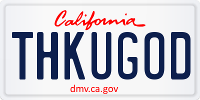 CA license plate THKUGOD