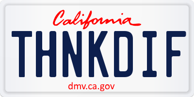 CA license plate THNKDIF