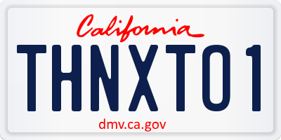 CA license plate THNXTO1