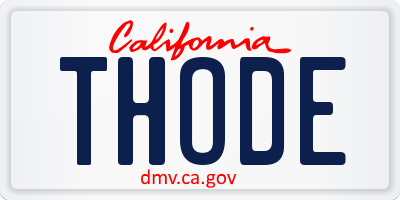 CA license plate THODE