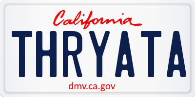 CA license plate THRYATA