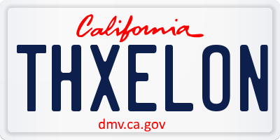 CA license plate THXELON