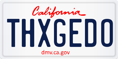 CA license plate THXGEDO