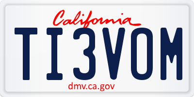 CA license plate TI3VOM