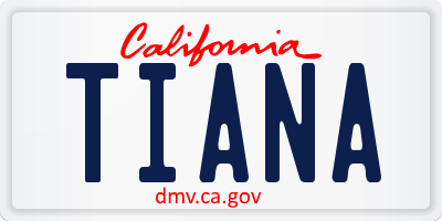 CA license plate TIANA