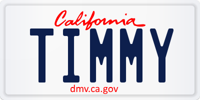CA license plate TIMMY