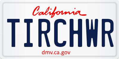 CA license plate TIRCHWR