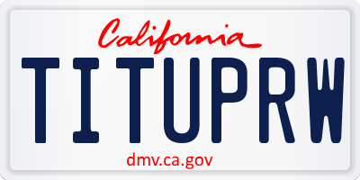 CA license plate TITUPRW