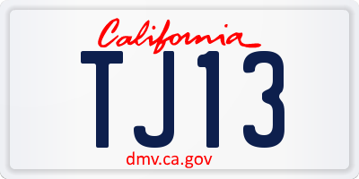 CA license plate TJ13