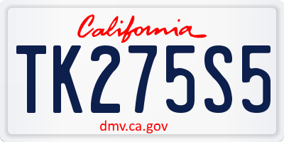 CA license plate TK275S5