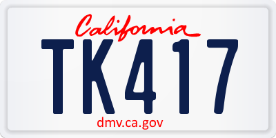 CA license plate TK417