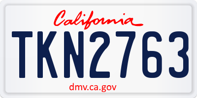 CA license plate TKN2763