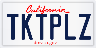 CA license plate TKTPLZ