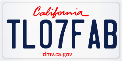 CA license plate TL07FAB