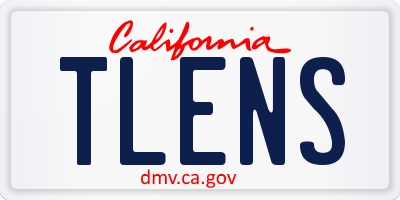 CA license plate TLENS