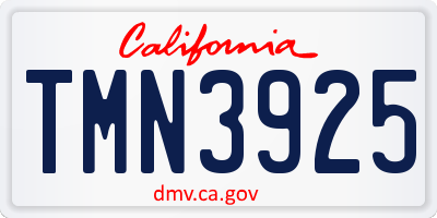 CA license plate TMN3925